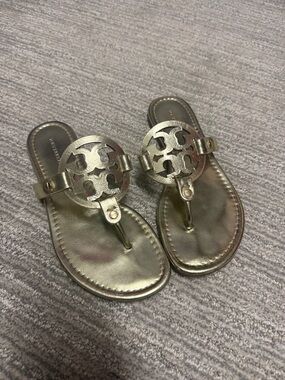 Tory Burch Metallic Gold Miller Thong Sandals